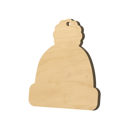 <b><span style="font-size: 20px;">Beanie Shaped Wood Ornament (Single) </span></b>